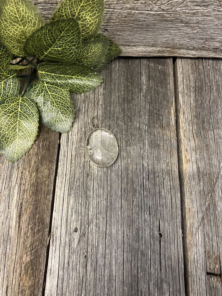 Clear Quartz Stainless silver Pendant