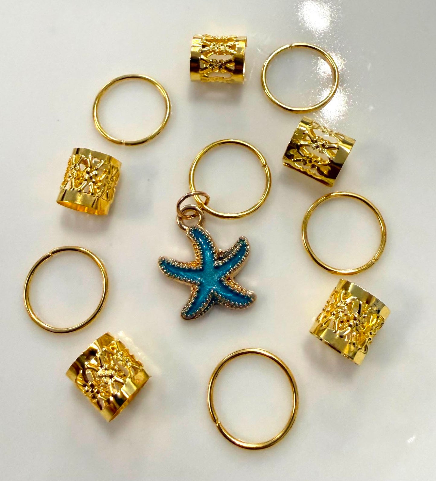Blue Star Hair Charm Set