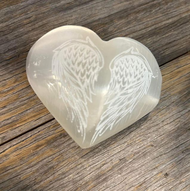 Selenite Angel Wing Heart