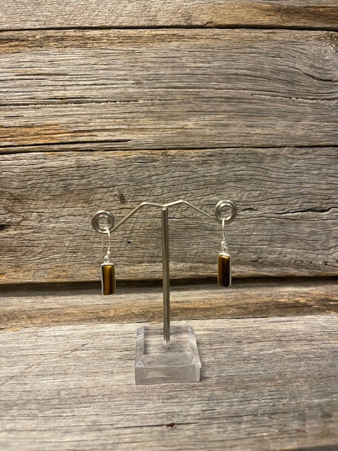 Tigers eye - Rectangle drop earrings