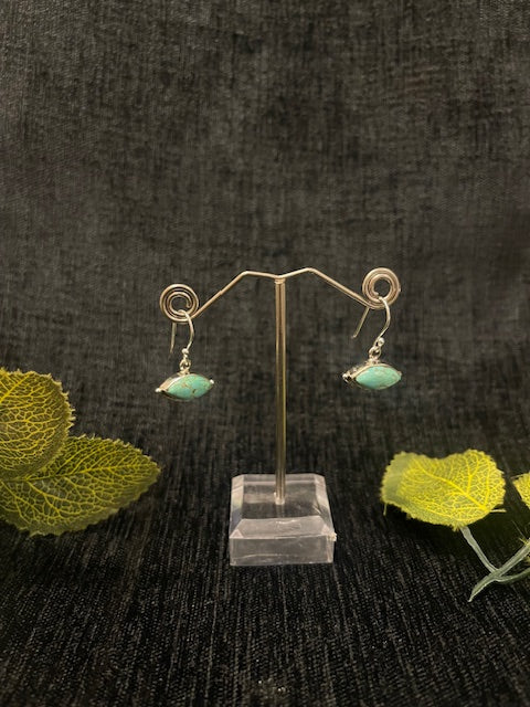 Turquoise - Elongated oval drop earrings