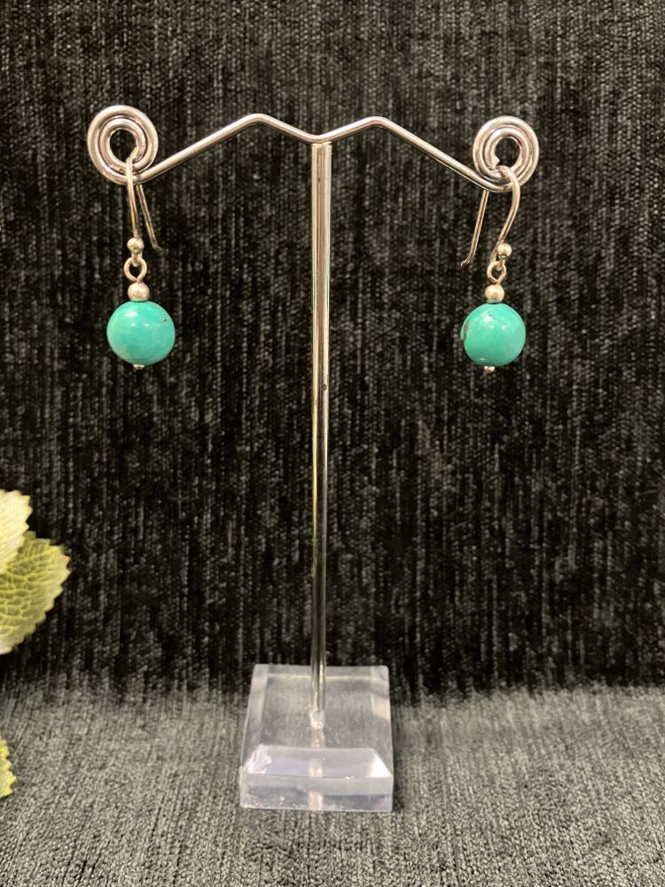 Turquoise Ball Earrings Sterling Silver