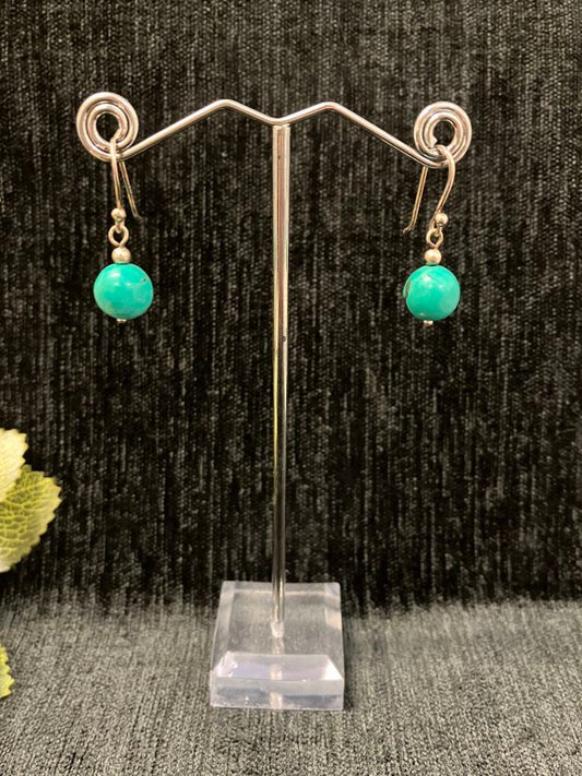 Turquoise Ball Earrings Sterling Silver