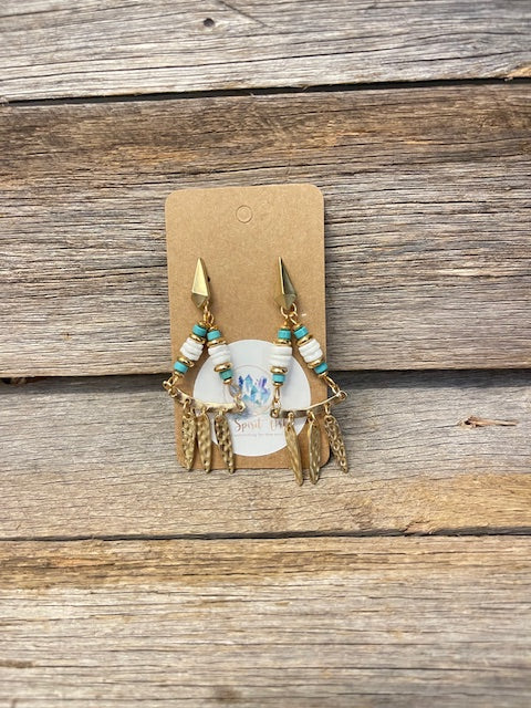 Turquoise triangle drop earrings