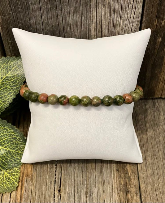 Unakite Bead Bracelet