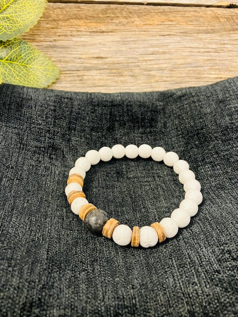 White lava stone + gem bracelet