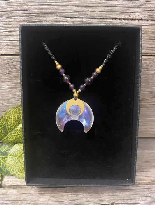 DUTCHIES DELIGHTS ANGEL AURA QUARTZ AND AMETHYST NECKLACE #61