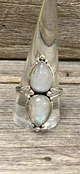 Rainbow moonstone ring sterling silver