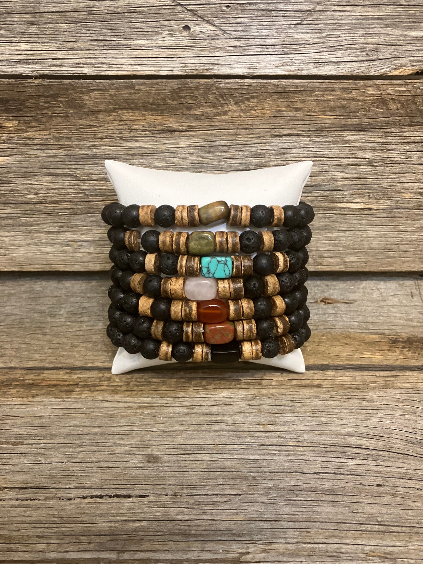 Natural Lava stone + Gem Healing Bracelet