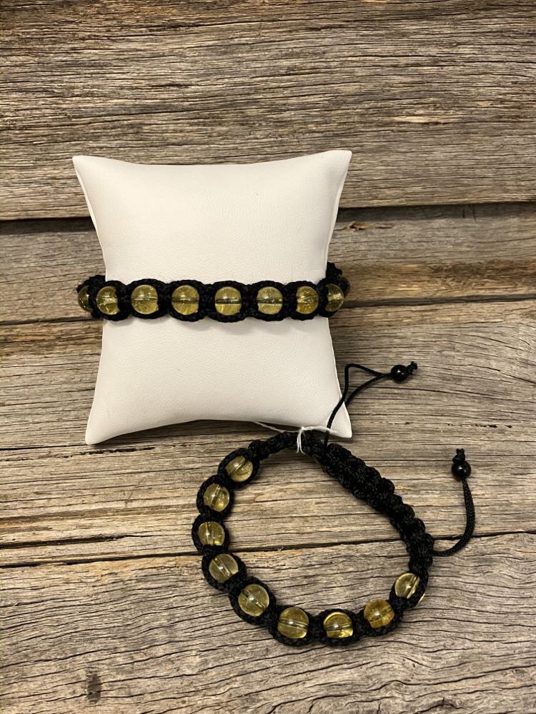Black macrame and citrine bracelet