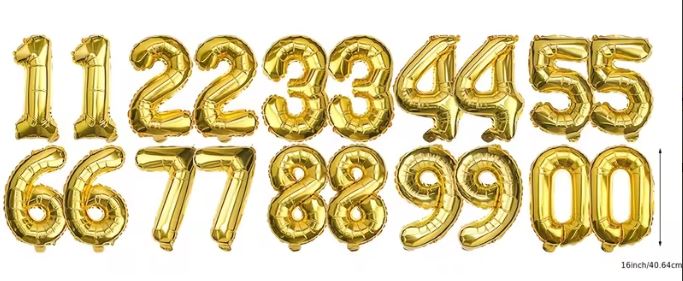 Mini Gold Foil Number Balloons - 40.64cm