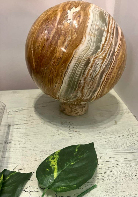 Green Onyx Sphere with Stand