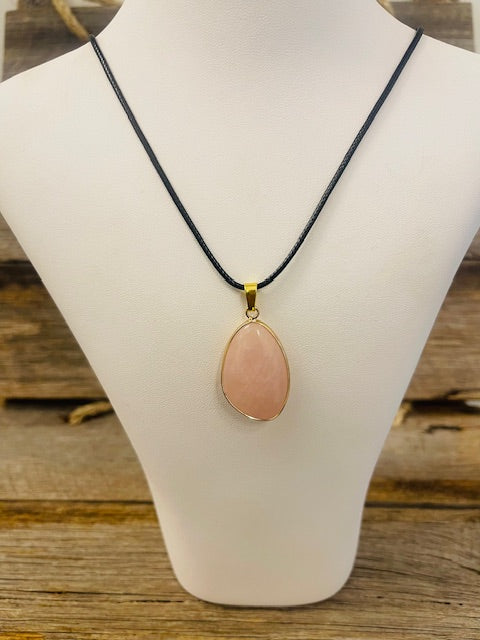 Large crystal pendant necklace - gold