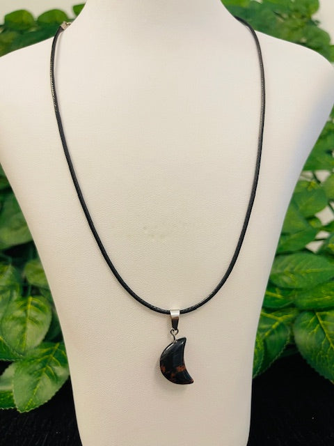 Mahogany Obsidian moon necklace