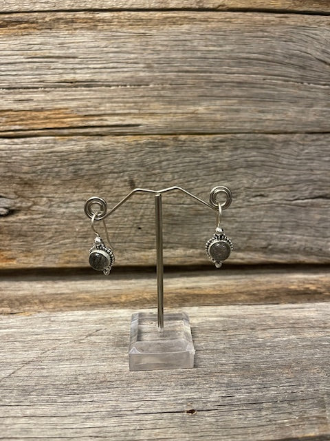 Tourmalated quartz - circle drop earrings