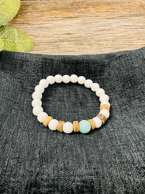 White lava stone + gem bracelet