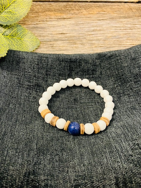 White lava stone + gem bracelet